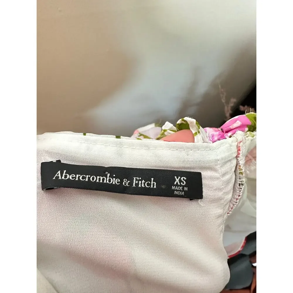 ABERCROMBIE & FITCH Ruffle Strap High-Low Maxi Dress Pink Floral Sz XS $130 {S7}